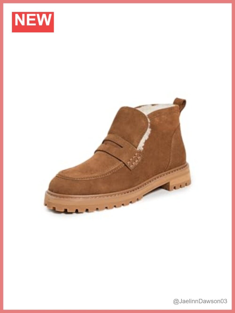 Suede Ankle Booties with Penny Strap and Lug Sole